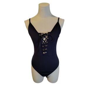 EUC Dream Bandits Australia Navy Blue Bodysuit With Silver Clasps Size Small